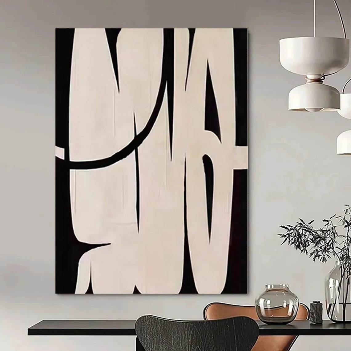 White Handmade Original Industrial Forms Loft Abstract Canvas Artwork 56I4O